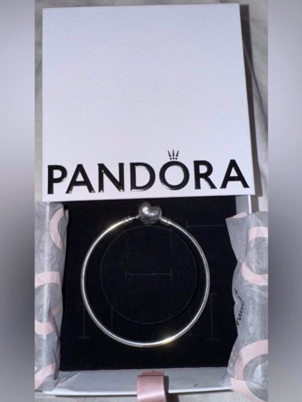 Pandora Silver Heart-Clasp Bangle Bracelet